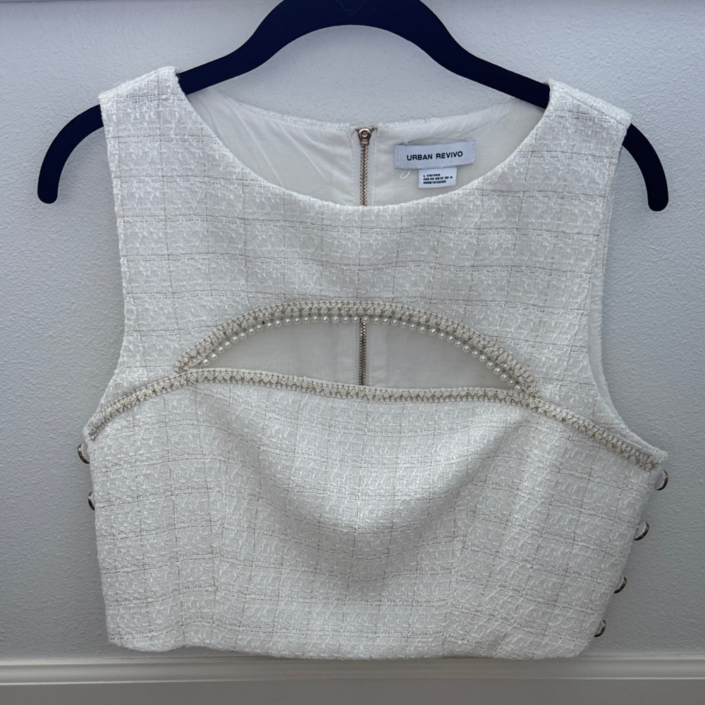 Urban Revivo Tweed Like Cut Out Top